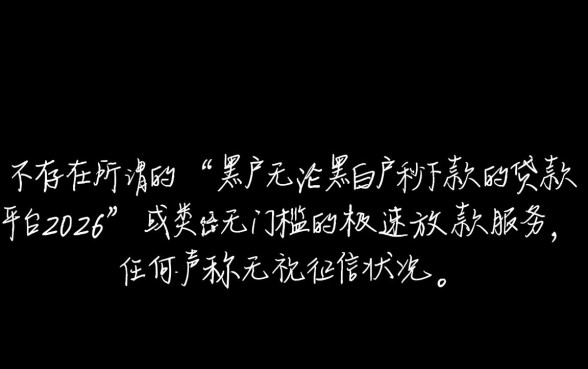 黑户无论黑白户秒下款的贷款平台2026
