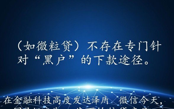 微信小贷有专门针对黑户的下款途径吗