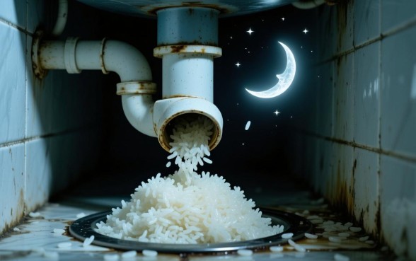 梦见剩的米饭堵住下水道口子什么意思