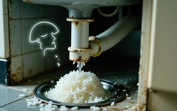 梦见剩的米饭堵住下水道口子什么意思