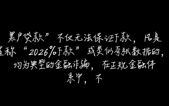 黑户贷款真的能保证2026