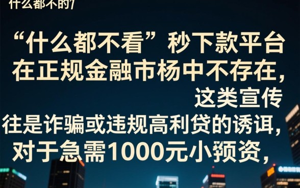 贷款什么都不看秒下1000的平台有哪些