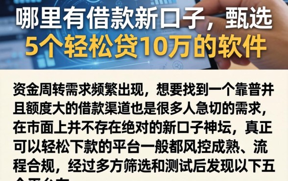 哪里有借款新口子，甄选5个轻松贷10万的软件