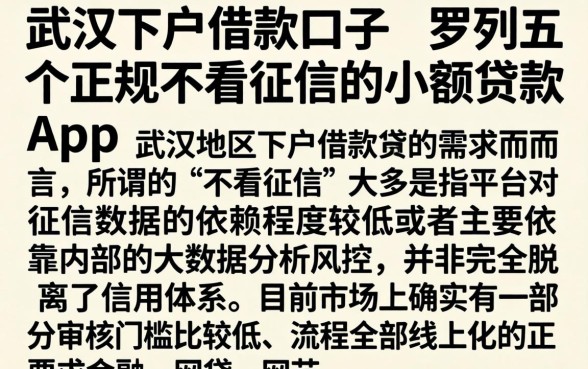 武汉下户借款口子，罗列五个正规不看征信的小额贷款app