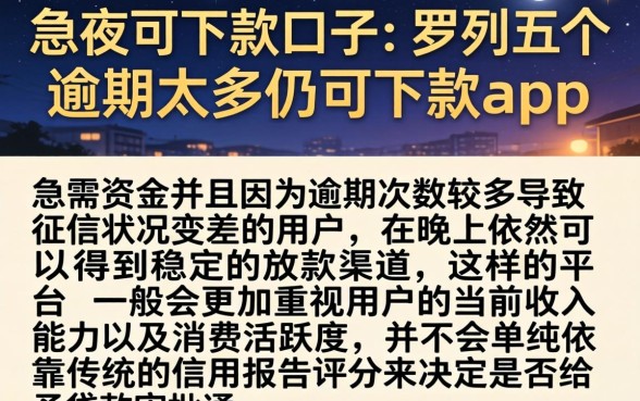 夜间可下款的口子,罗列五个逾期太多仍可下款的app