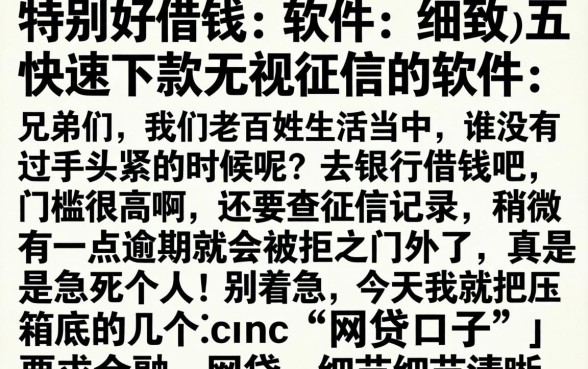 特别好借钱的软件,细致阐述五个快速下款无视征信的软件