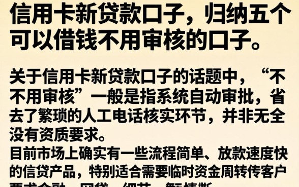 信用卡新贷款口子，归纳五个可以借钱不用审核的口子