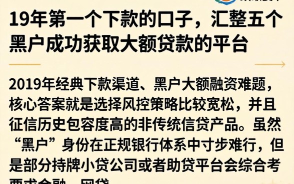 19年第一个下款的口子，汇整五个黑户成功获取大额贷款的平台