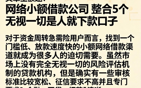 网络小额借款公司，整合5个无视一切是人就下款口子