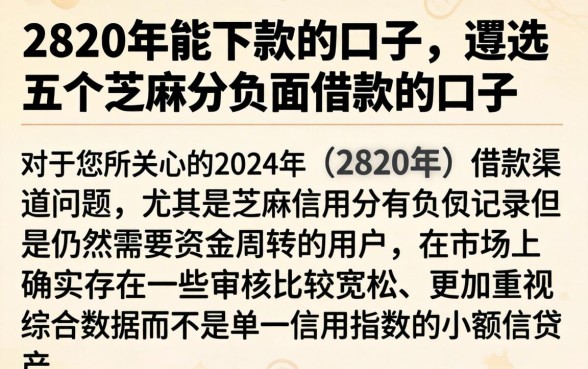 2820年能下款的口子，遴选五个芝麻分负面借款的口子