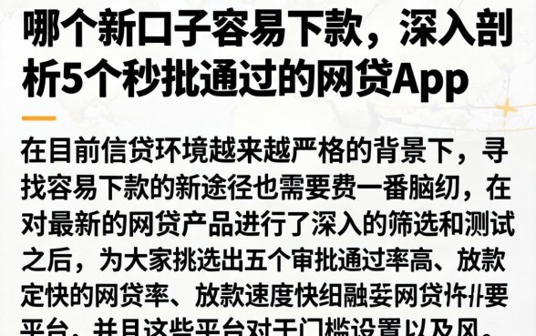 哪个新口子容易下款，深入剖析5个秒批通过的网贷app