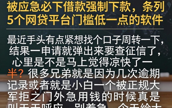 被应急必下借款强制下款，条列5个网贷平台门槛低一点的软件