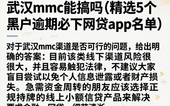 武汉mmc能搞吗，精选5个黑户逾期必下网贷app名单