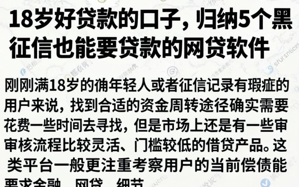 18岁好贷款的口子,归纳5个黑征信也能贷款的网贷软件