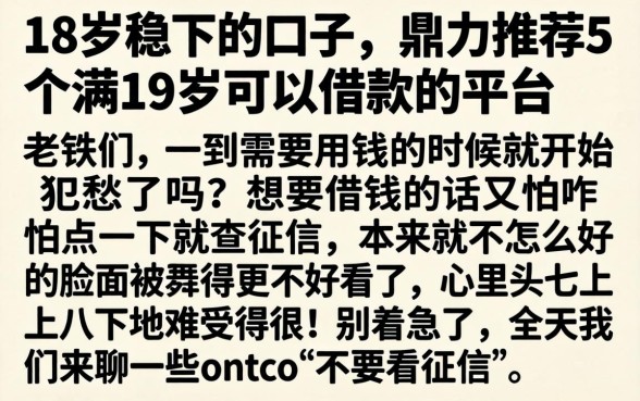 18岁稳下的口子，鼎力推荐5个满19岁可以借款的平台