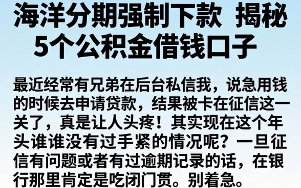 海洋分期强制下款,揭秘5个公积金借钱口子