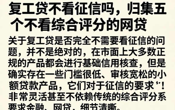 复工贷不看征信吗，归集五个不看综合评分的网贷