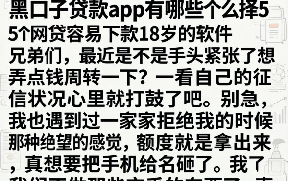黑口子贷款app有哪些，枚举5个网贷容易下款18岁的软件
