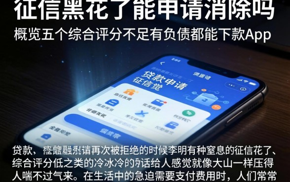征信黑花了能申请消除吗，概览五个综合评分不足有负债都能下款app