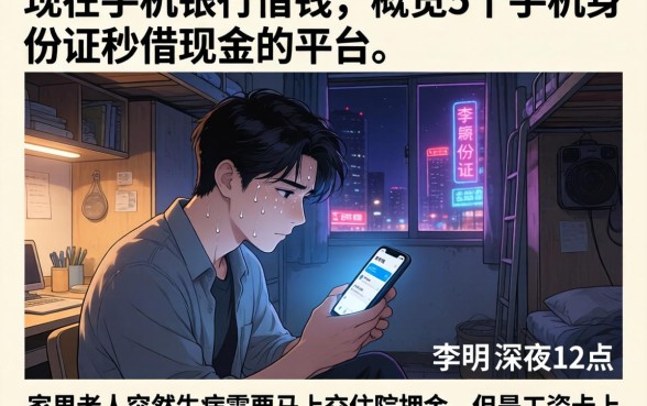 现在手机银行借钱，概览5个手机身份证秒借现金的平台