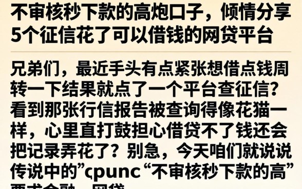 不审核秒下款的高炮口子，倾情分享5个征信花了可以借钱的网贷平台