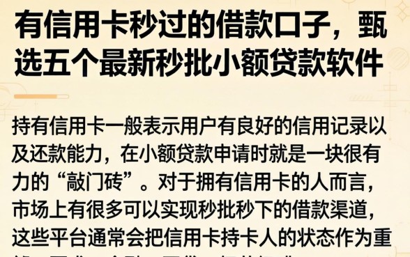 有信用卡秒过的借款口子,甄选五个最新秒批小额贷款软件