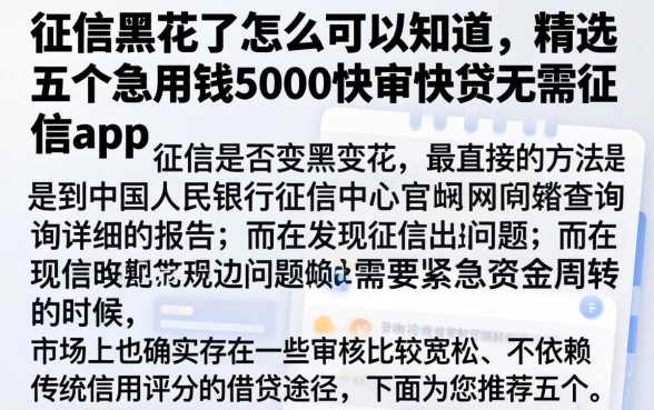 征信黑花了怎么可以知道，精选五个急用钱5000快审快贷无需征信app