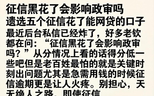 征信黑花了会影响政审吗，遴选五个征信花了能网贷的口子
