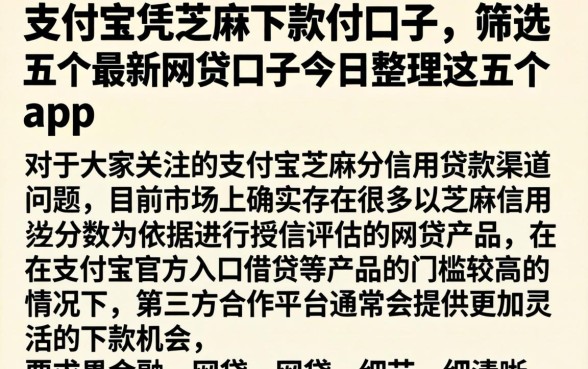 支付宝凭芝麻下款的口子，筛选五个最新网贷口子今日整理这五个app