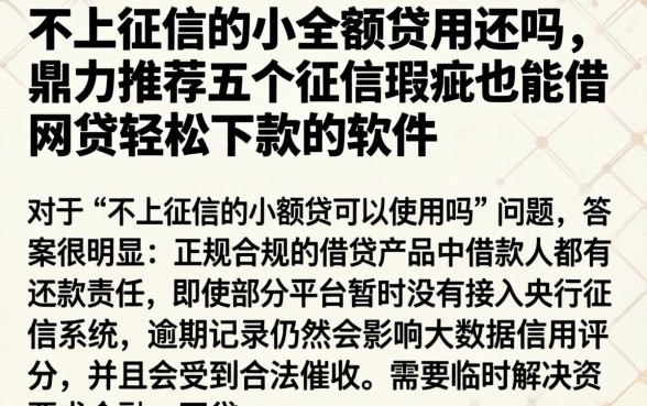 不上征信的小额贷用还吗，鼎力推荐五个征信瑕疵也能借网贷轻松下款的软件