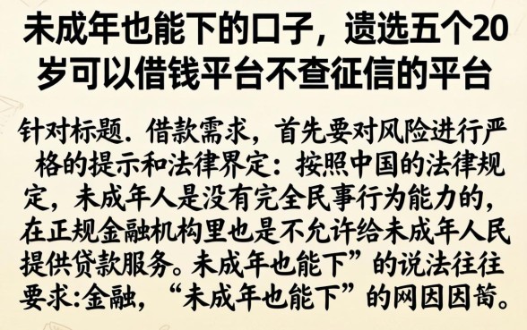 未成年也能下的口子，遴选五个20岁可以借钱平台不查征信的平台