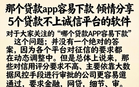 那个贷款app容易下款,倾情分享5个贷款不上诚信平台的软件