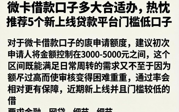 微卡借款口子多大合适办，热忱推荐5个新上线贷款平台门槛低口子