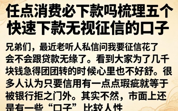 任意消费必下款吗，梳理五个快速下款无视征信的口子