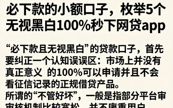 必下款的小额口子，枚举5个无视黑白100%秒下网贷app