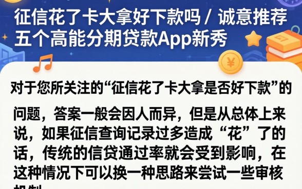 征信花了卡大拿好下款吗，诚意推荐五个高能分期贷款app新秀
