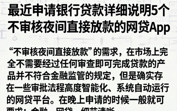 最近申请银行贷款,详尽说明5个不审核夜间直接放款的网贷app