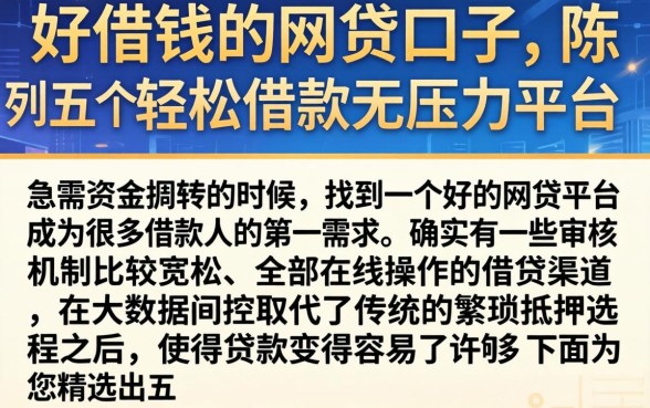好借钱的网贷口子,陈列五个轻松借款无压力平台