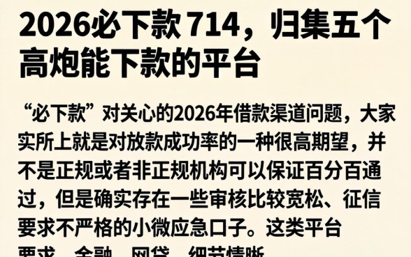 2026必下款的714,归集五个高炮能下款的平台