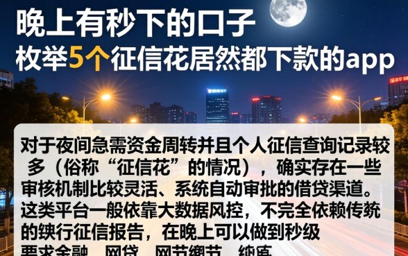晚上有秒下的口子，枚举5个征信花居然都下款的app