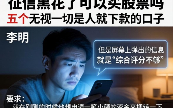 征信黑花了可以买股票吗,罗列五个无视一切是人就下款的口子