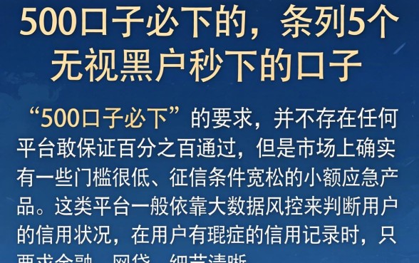 500口子必下的，条列5个无视黑户秒下的口子