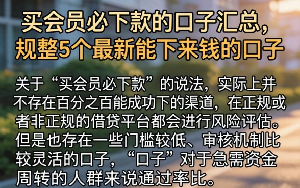 买会员必下款的口子汇总，规整5个最新能下来钱的口子