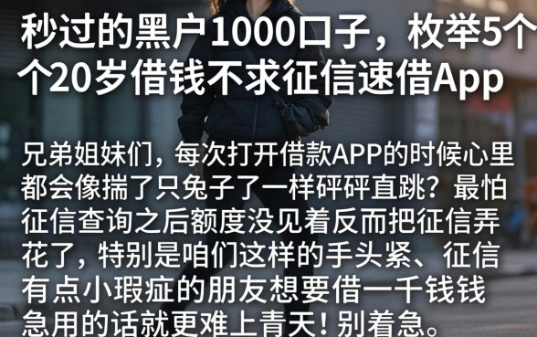 秒过的黑户1000口子,枚举5个20岁借钱不求征信速借app