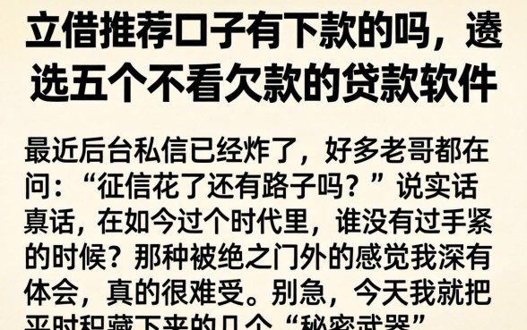 立借推荐口子有下款的吗，遴选五个不看欠款的贷款软件