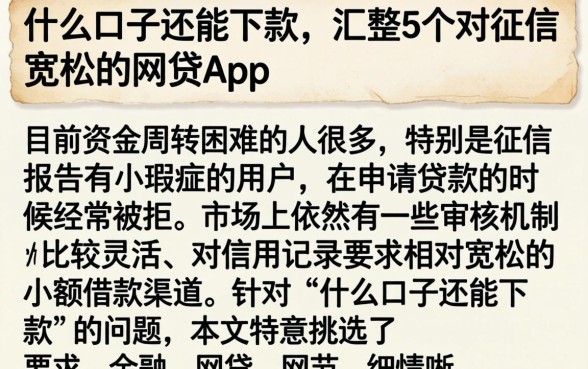 什么口子还能下款，汇整5个对征信宽松的网贷app