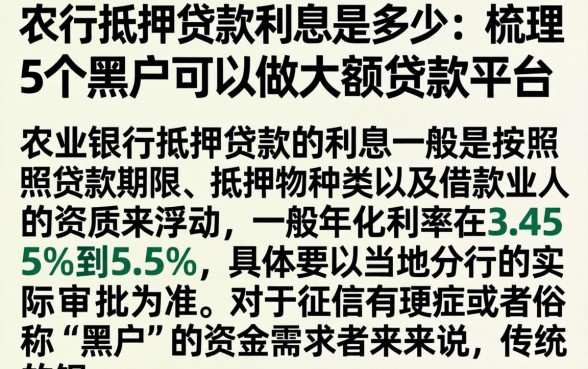 农行抵押贷款利息是多少，梳理5个黑户可以做大额贷款平台