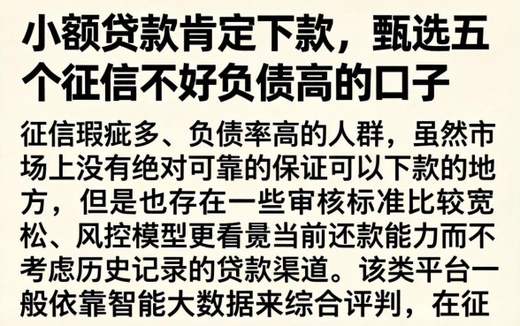 小额贷款肯定下款，甄选五个征信不好负债高的口子
