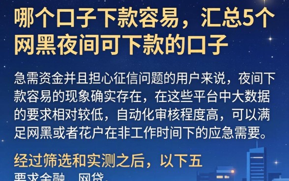 哪个口子下款容易,汇总5个网黑夜间可下款的口子