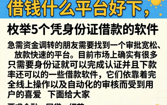 借钱什么平台好下，枚举5个凭身份证借款的软件